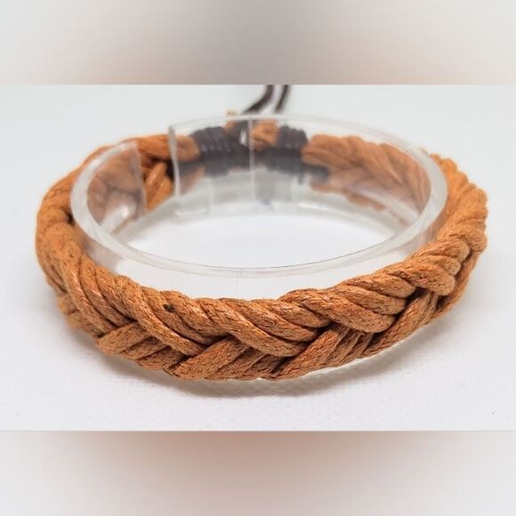 Men's bracelet leather braided brown new e53 - Picture 1 of 1